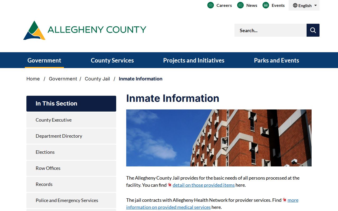 Plum residents directory Allegheny County jail information route