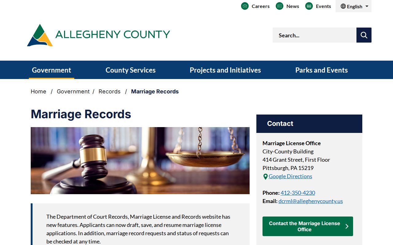 Plum residents directory Allegheny County marriage records access