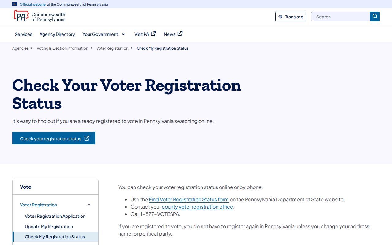 Plum residents directory Pennsylvania voter registration status service