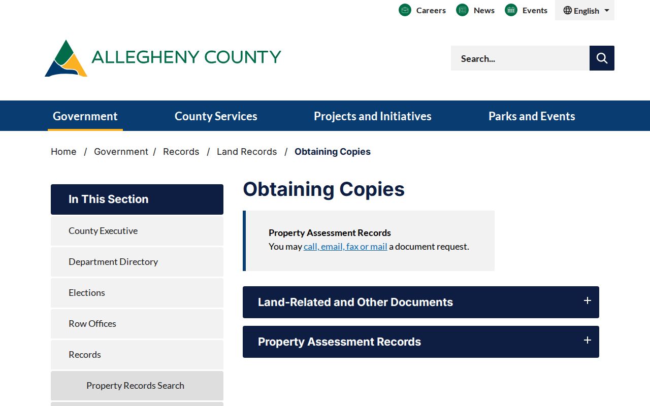 Plum street directory reference to Allegheny County land-record copies and fees